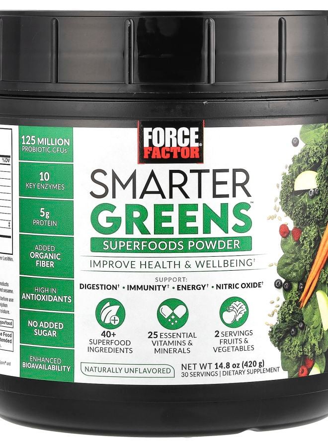 Force Factor Smarter Greens™ Superfood Powder Unflavored 14.8 oz (420 g)