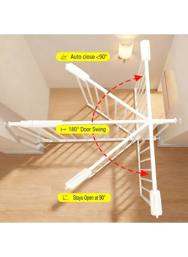 COSEND Extra Wide Baby Gate Tension Indoor Safety Gates White Metal Large Pressure Mounted Pet Gate Walk Through Long Safety Dog Gate for The House Doorways Stairs (62.2"-66.93"/158-170CM, White) - Image 3