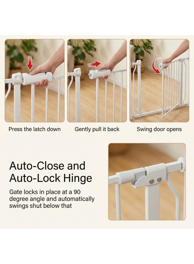 COSEND Extra Wide Baby Gate Tension Indoor Safety Gates White Metal Large Pressure Mounted Pet Gate Walk Through Long Safety Dog Gate for The House Doorways Stairs (62.2"-66.93"/158-170CM, White) - Image 4