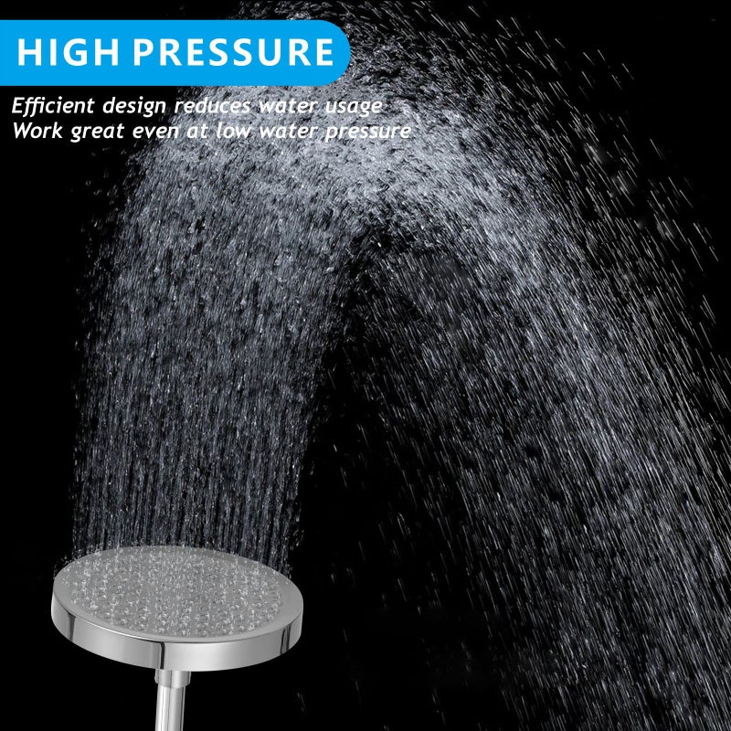 Nuodan High Pressure Rain Shower Head with Arm - High Flow Rainfall Showerhead - Luxury Modern Look - Pressure Boosting (6" Shower Head with 6" Arm, Chrome) - Image 2