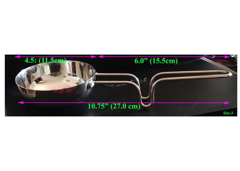 Starlinks Stainless Steel Fry Pan Vagaria Saute Pan Kadai (Induction Compatible) Dia:11.5 cm (4.5") Height:4.25cm (1.65") Wt:190 gm Capacity: 350ml /Size- 3 - Image 2