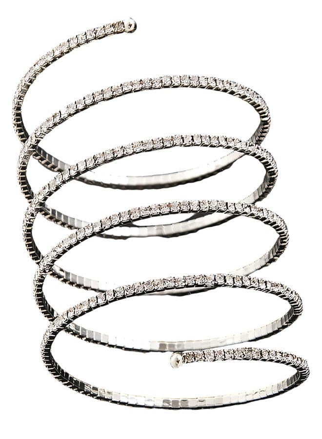 RupeeRise Arm Cuff Jewellery for Women, Elegant Silver Cuff Bracelet, Stylish Hand Band for Casual Wear, Parties and Weddings - Image 1