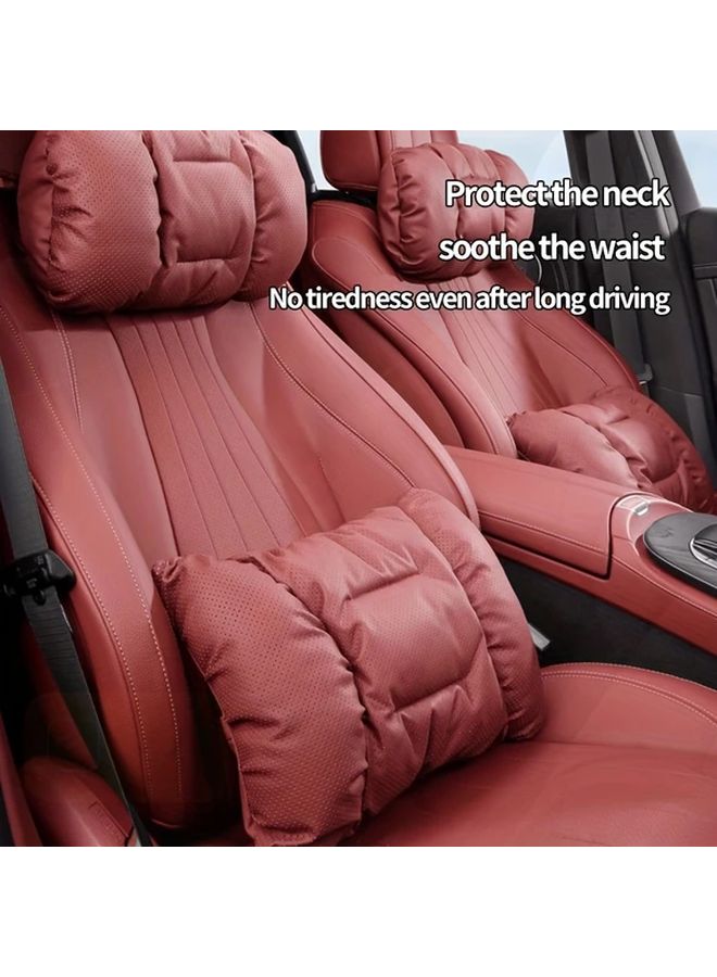 Red Headrest One Neck Pillow Lumbar Support Cushion Comfortable Breathable Car Driving Accessory - Image 1