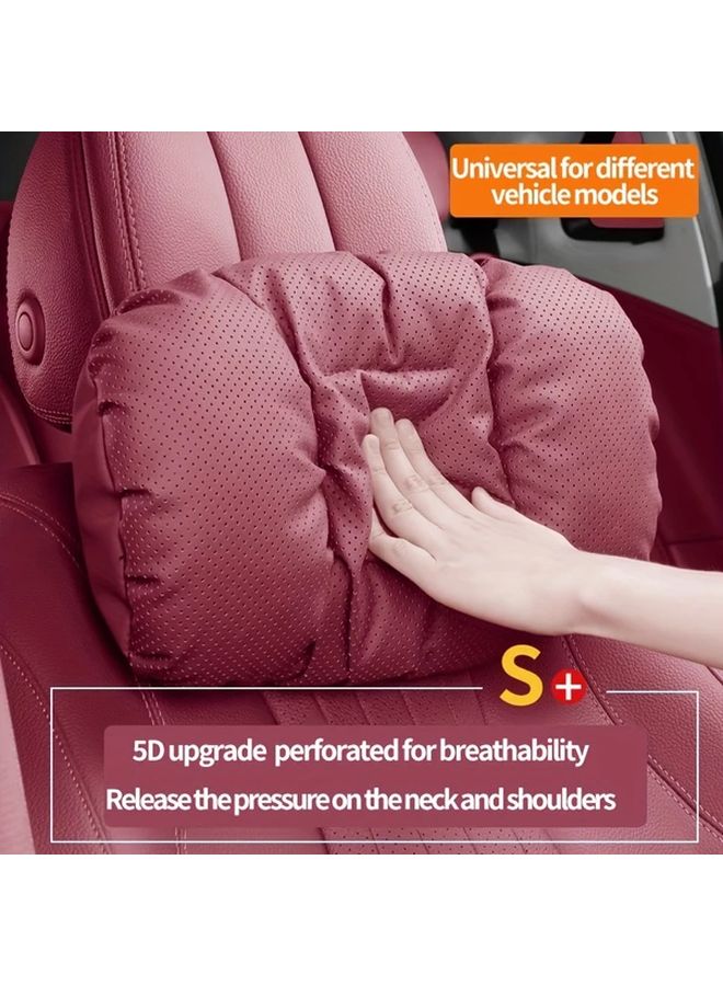 Red Headrest One Neck Pillow Lumbar Support Cushion Comfortable Breathable Car Driving Accessory - Image 3