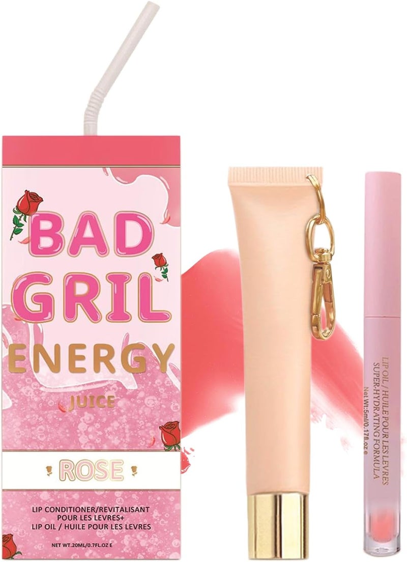Lip Oil Set Day Night Lip Care Lip Gloss for Dry Cracked Lips NonSticky Glossy Finish Lip Balm Lip Conditioner Gift Set for Women Girls02
