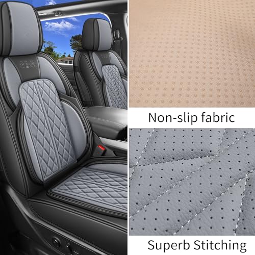 DuDuWang Car Seat Covers Custom Fit for Chevy Silverado GMC Sierra 1500 2007-2025 2500/3500 HD Crew Cab Pickup Truck Seat Cover Protector Cushion with Faux Leather Waterproof(Black & Grey, Full Set) - Image 5