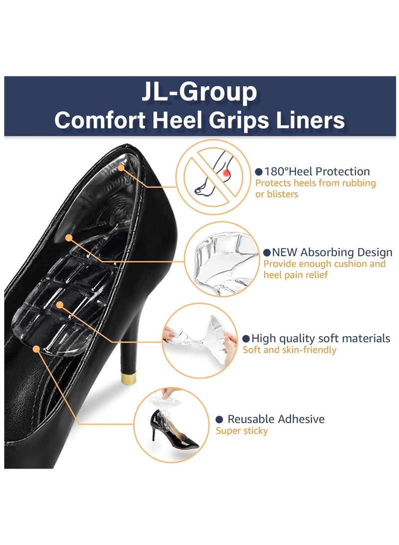 Gel Heel Grips for Loose Shoes, Blister Prevention and Comfort, Shock Absorbing Inserts for Women's Heels, Perfect Fit Solution in Clear and Beige - Image 2