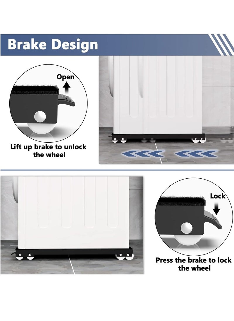 JAJEEK "Movable Adjustable Washing Machine Base with Brake – Heavy-Duty Base for Washer, Dryer, Refrigerator, Supports Up to 300kg, Black"  - Image 4