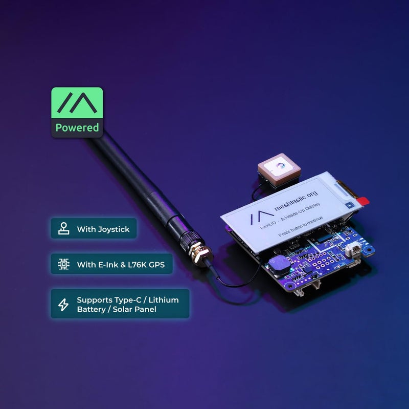 seeed studio Wio Tracker L1 E-Ink Meshtastic Node, nRF52840 SX1262 LoRa Development Board with L76K GPS, 2.13 E-Ink Display, Support Solar/Battery/Type-C, Compatible with Arduino for Off-Grid Mesh Messaging - Image 2