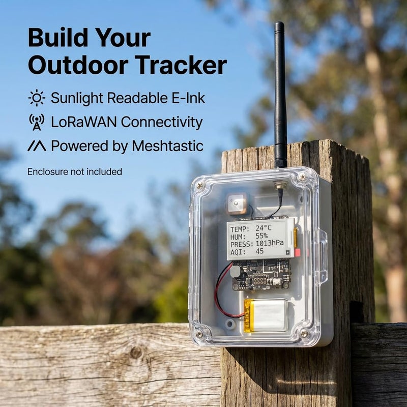 seeed studio Wio Tracker L1 E-Ink Meshtastic Node, nRF52840 SX1262 LoRa Development Board with L76K GPS, 2.13 E-Ink Display, Support Solar/Battery/Type-C, Compatible with Arduino for Off-Grid Mesh Messaging - Image 3