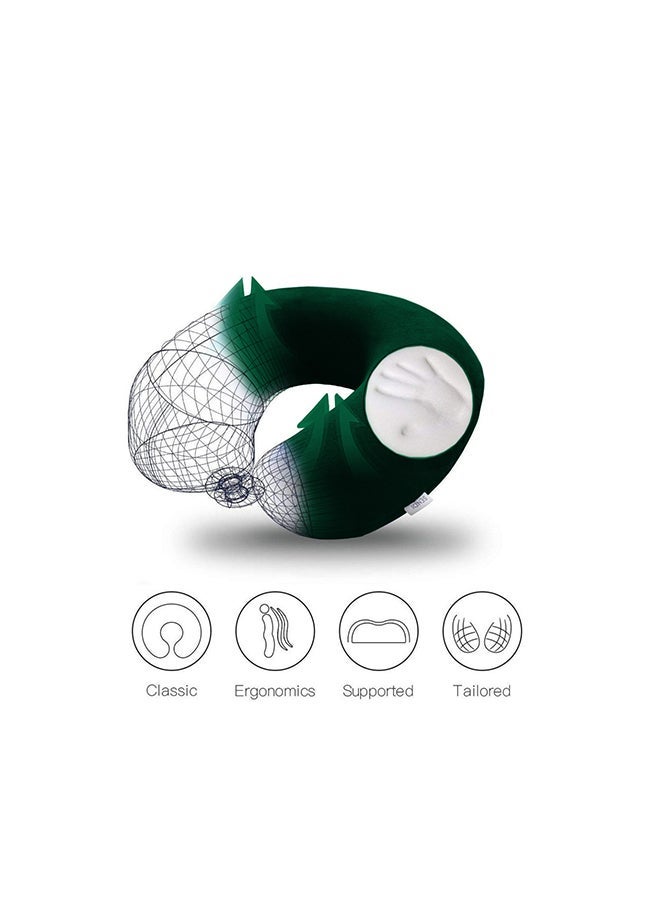 Soufa Dibaj Velvet Neck and Travel Pillow 30x25x10 cm - Dark Green - Image 2