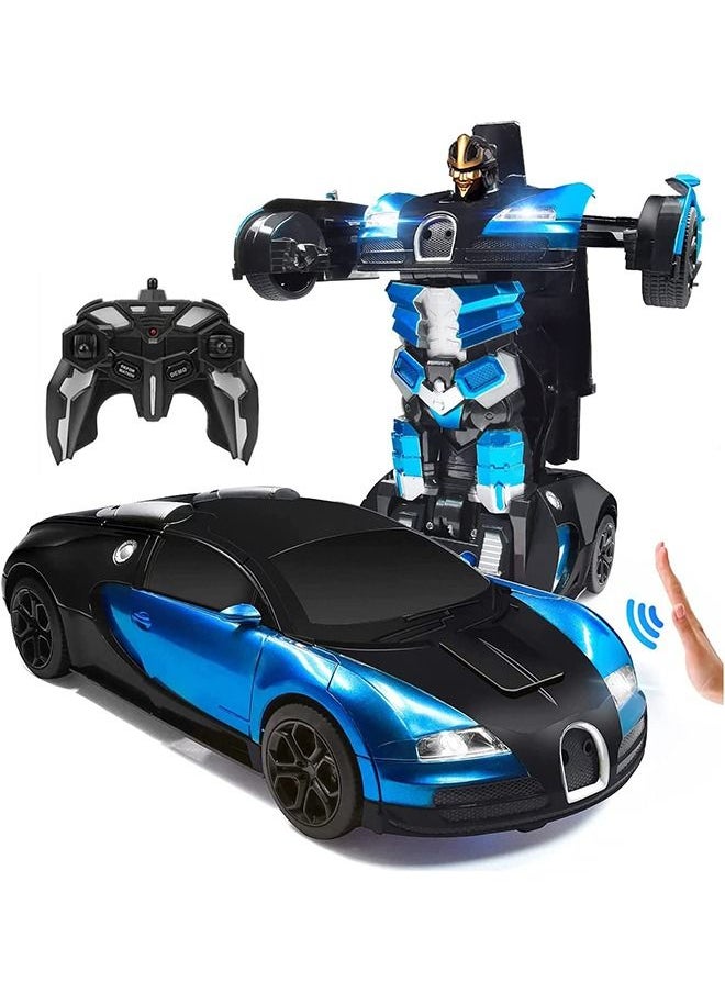 YelaJoy - RC Cars Robot for Kids, Remote Control Car Robot Transformer Toy, Toys for Boys Girls Age of 6,7,8-16 Year Old Gifts One Button Transforms into Robot with LED Light Intelligent Vehicle - Image 1