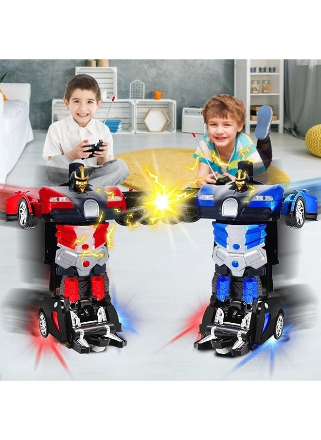 YelaJoy - RC Cars Robot for Kids, Remote Control Car Robot Transformer Toy, Toys for Boys Girls Age of 6,7,8-16 Year Old Gifts One Button Transforms into Robot with LED Light Intelligent Vehicle - Image 1