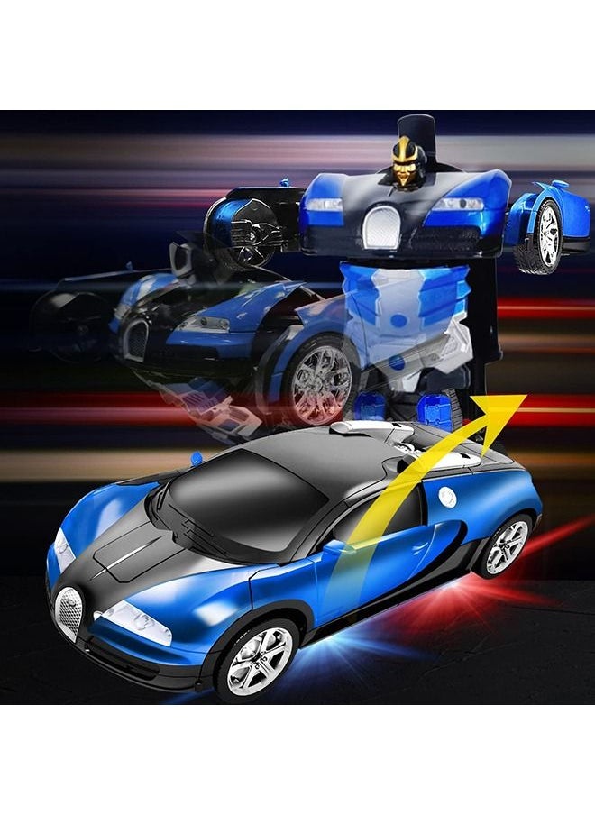 YelaJoy - RC Cars Robot for Kids, Remote Control Car Robot Transformer Toy, Toys for Boys Girls Age of 6,7,8-16 Year Old Gifts One Button Transforms into Robot with LED Light Intelligent Vehicle - Image 1