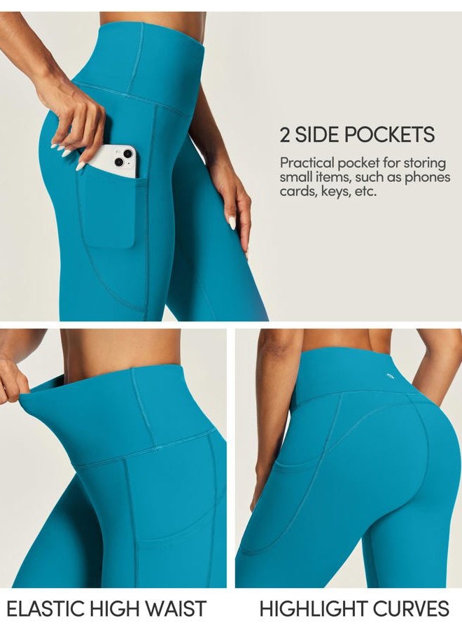 IUGA Fleece Lined Leggings with Pockets for Women Thermal Yoga Pants Winter Workout Leggings with Pockets for Women, Dark Cyan, M - Image 4