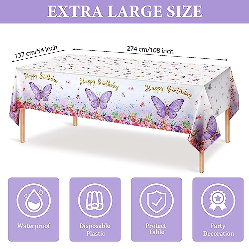 7CDXD Butterfly Party Decorations, Girls Birthday Themes Decorations with Balloon Arch Kit Butterfly Photography Backdrop Banner and Tablecloth for Girls Women Butterfly Birthday Decor - Image 3
