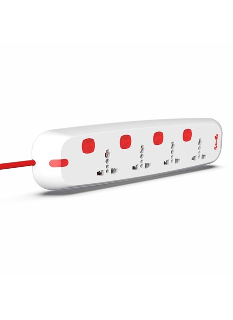 Fybros Titan 4X4 Extension CordPower Strip with International Sockets Extension BoardIndividual Switch10 AMP Output 2 Year Warranty 2 Meter Heavy Duty Cable Surge and Spike Guard Made In India