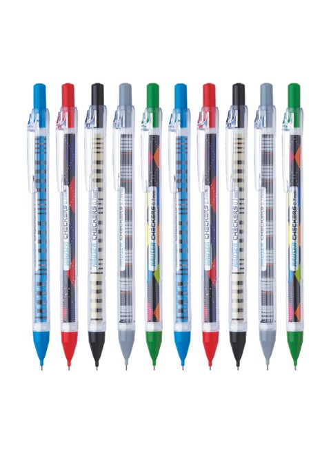 Hauser Checkers 07 Mm Mechanical Pencil Box PackGerman TechnologyContinuous Writing Sliding SleeveSpecially Designed Grip For Comfortable WritingPack Of 10Multicolor