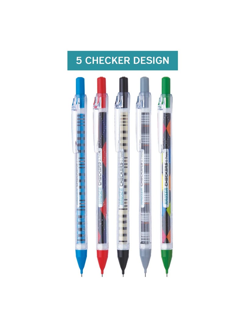 HAUSER - Hauser Checkers 07 Mm Mechanical Pencil Box PackGerman TechnologyContinuous Writing Sliding SleeveSpecially Designed Grip For Comfortable WritingPack Of 10Multicolor - Image 1