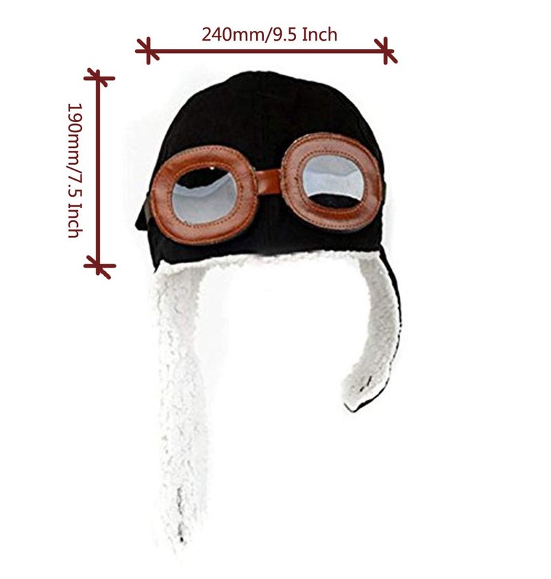 CTKcom 2-Pack Pilot Aviator Fleece Warm Hat Cap with Earmuffs for Kids，2 Pack (Coffee+Black) - Image 3