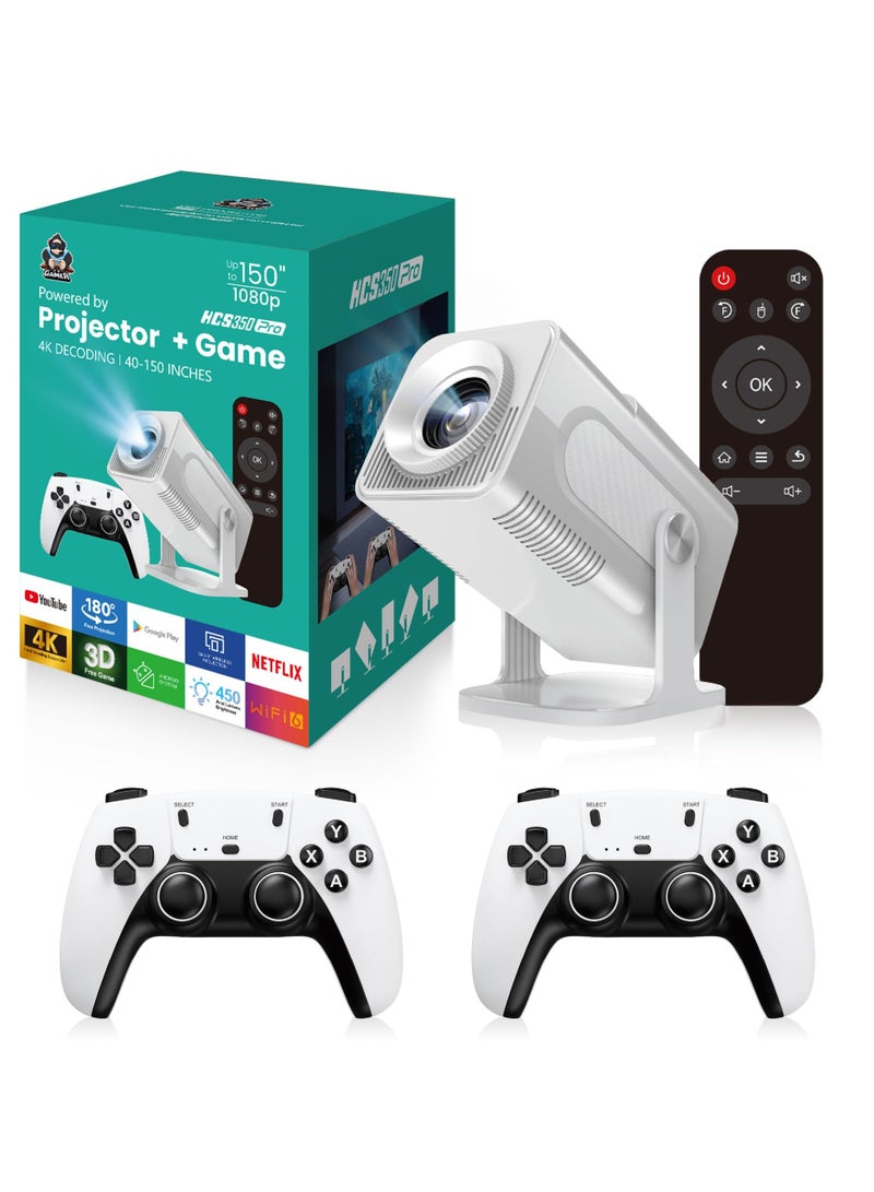 Topleo HCS350 Pro Projector and game,Retro 4K Smart Game Projector 1280*1080P Built-in 30000 Games,Portable video game with 2 Wireless Controllers,5G WiFi Bluetooth,HDMI,Android 12,home theater,office - Image 1