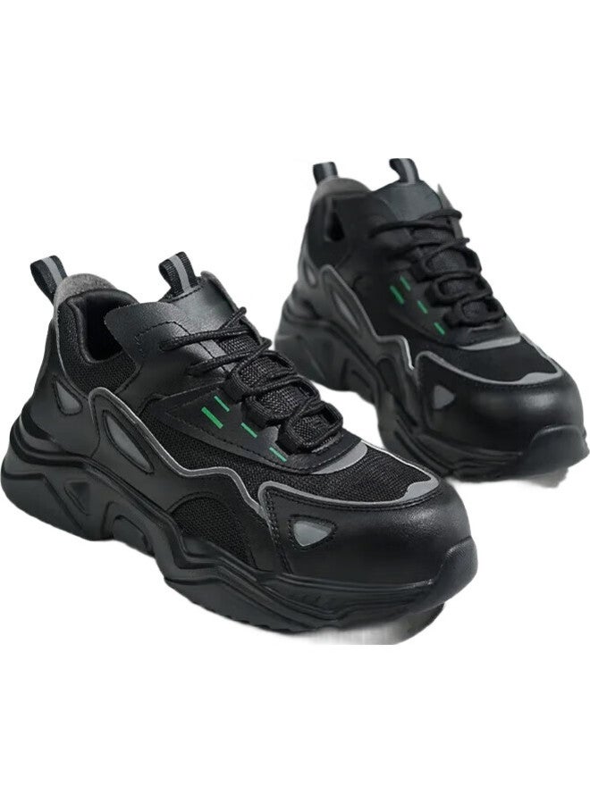 Old housekeeper Laoguanjia Safety Shoes For Women, Small Size, Lightweight, Breathable, Steel Toe, Comfortable, Anti-Smashing, Anti-Puncture, Work Safety Shoes, Solid, Wear-Resistant, Size 34 - Image 1