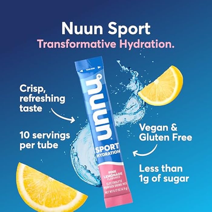 Nuun Sport Electrolyte Powder Packets with Magnesium, Calcium, Potassium, Chloride, and Sodium, Hydration Packets for On-the-Go, Pink Lemonade Flavor, Gluten Free & Vegan, 16 Single Servings - Image 2