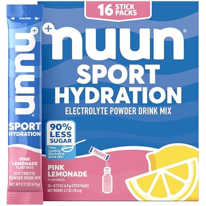 Nuun Sport Electrolyte Powder Packets with Magnesium, Calcium, Potassium, Chloride, and Sodium, Hydration Packets for On-the-Go, Pink Lemonade Flavor, Gluten Free & Vegan, 16 Single Servings - Image 1