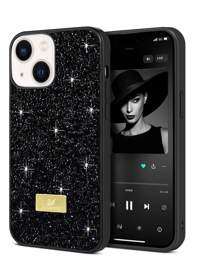 Case For iPhone 15 (6.1 Inch) Case Glitter, Sparkle Diamond Crystal Bling Case with Bling, Ultra Thin Lightweight Full Body Shockproof Anti-Scratch Protective Cover (Black)