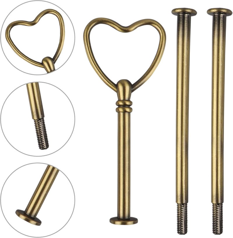 Happy Will 3 Tier Heart Shape Metal Cake Stand Holder Heavy Duty Fruit Plate Handle Fittings Hardware Rod（ Bronze Heart） - Image 3