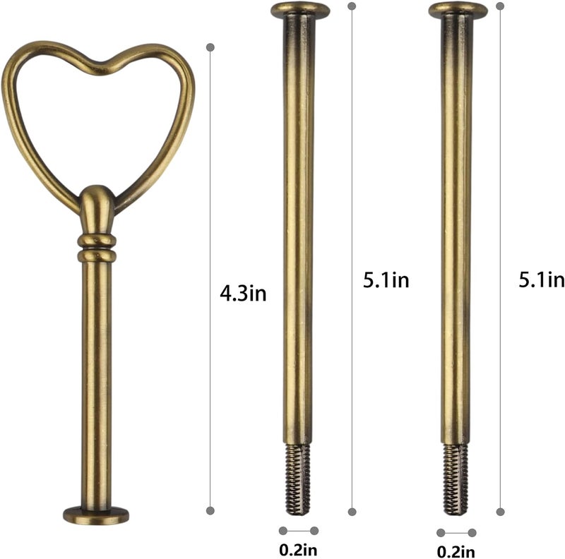 Happy Will 3 Tier Heart Shape Metal Cake Stand Holder Heavy Duty Fruit Plate Handle Fittings Hardware Rod（ Bronze Heart） - Image 2