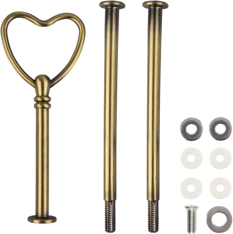 Happy Will 3 Tier Heart Shape Metal Cake Stand Holder Heavy Duty Fruit Plate Handle Fittings Hardware Rod（ Bronze Heart） - Image 1