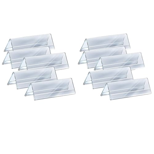 Shuban Clear Acrylic Desk Name Plate Holder – 10 Pack 2-Sided 10 Inch x 02 Inch V-Shaped Display Stand for Name Plates, Table Place Cards, Signs & Labels – Reusable for Office, Business, Weddings, Restaurants & Schools - Image 1