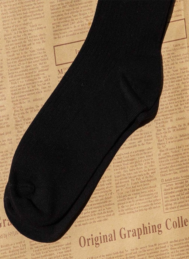 Smithking Quality Hygroscopic Comfy Breathable 100% Cotton Socks for Men & Women black 6 pack - Image 2