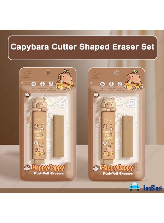 فنبلاست ممحاة فن بلاست للأطفال - مجموعة ممحاة على شكل كابيبارا، مجموعة أدوات مكتبية للأطفال، ممحاة مطاطية للأطفال، ممحاة كاواي، ممحاة فاخرة كهدية عيد ميلاد - عبوة من قطعتين (كابيبارا) - Image 2