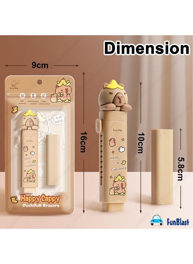 فنبلاست ممحاة فن بلاست للأطفال - مجموعة ممحاة على شكل كابيبارا، مجموعة أدوات مكتبية للأطفال، ممحاة مطاطية للأطفال، ممحاة كاواي، ممحاة فاخرة كهدية عيد ميلاد - عبوة من قطعتين (كابيبارا) - Image 3