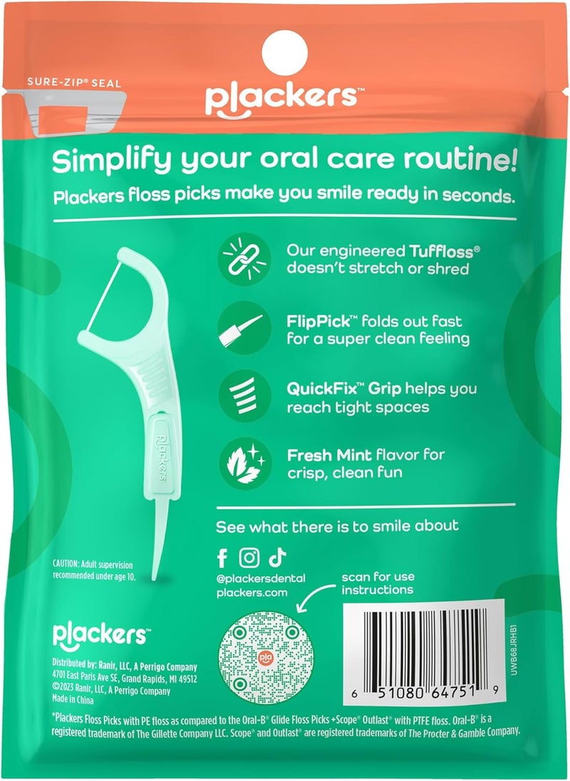 Plackers Micro Line Dental Floss Picks with Fold-Out FlipPick, Fresh Mint Flavor, 36 Count - Image 2
