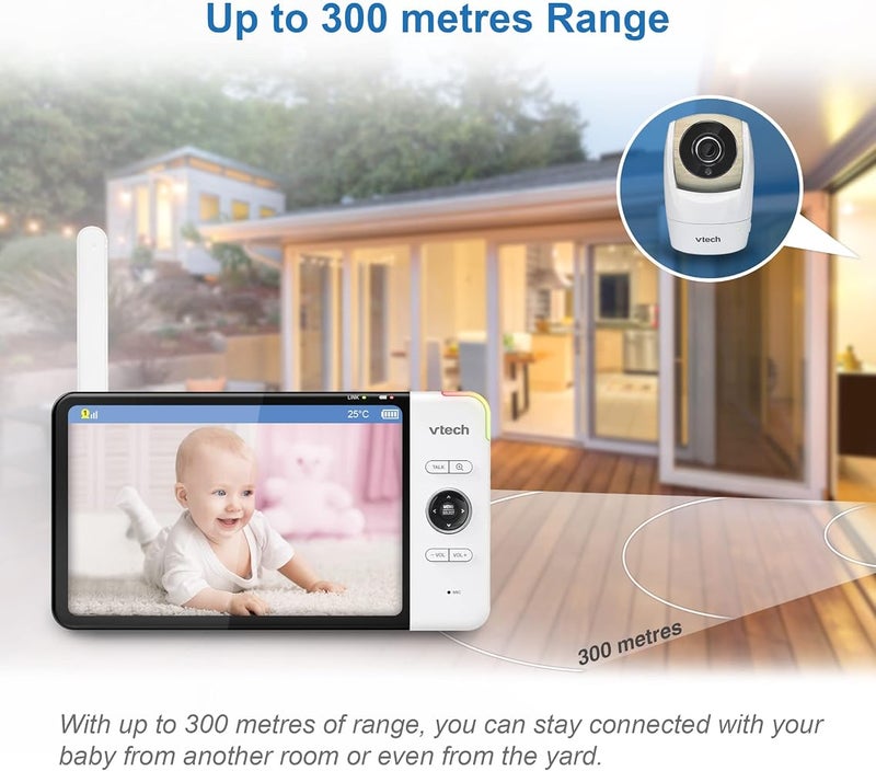 VTech VM919HD Digital Baby Monitor, 7 Inch HD 720P LCD Screen, 360 Degree Camera, Intercom - Image 3