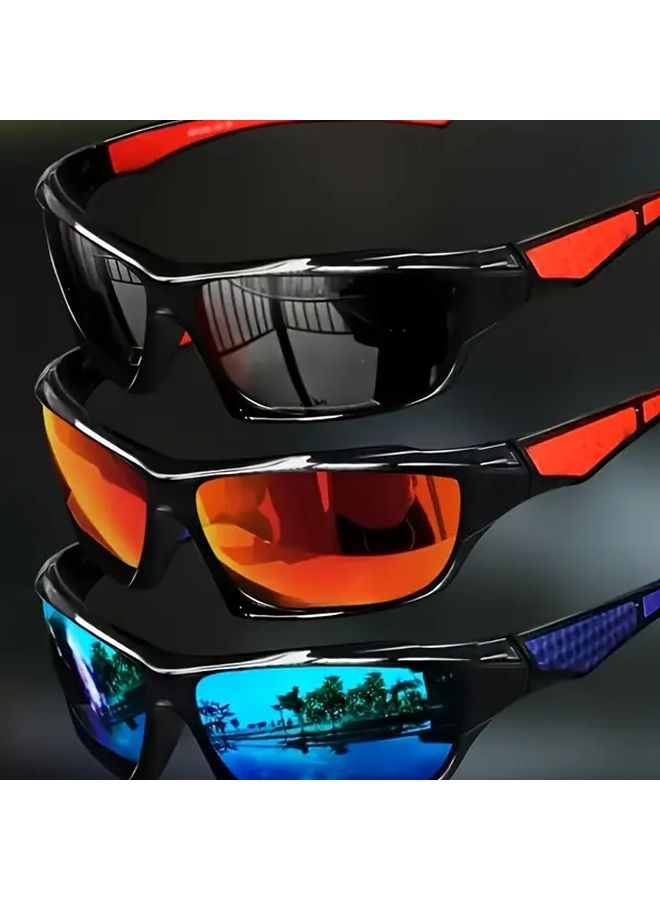 Black Sports Glasses For Men With Mirror Lenses TAC Lens PC Polymer Frame - Image 2