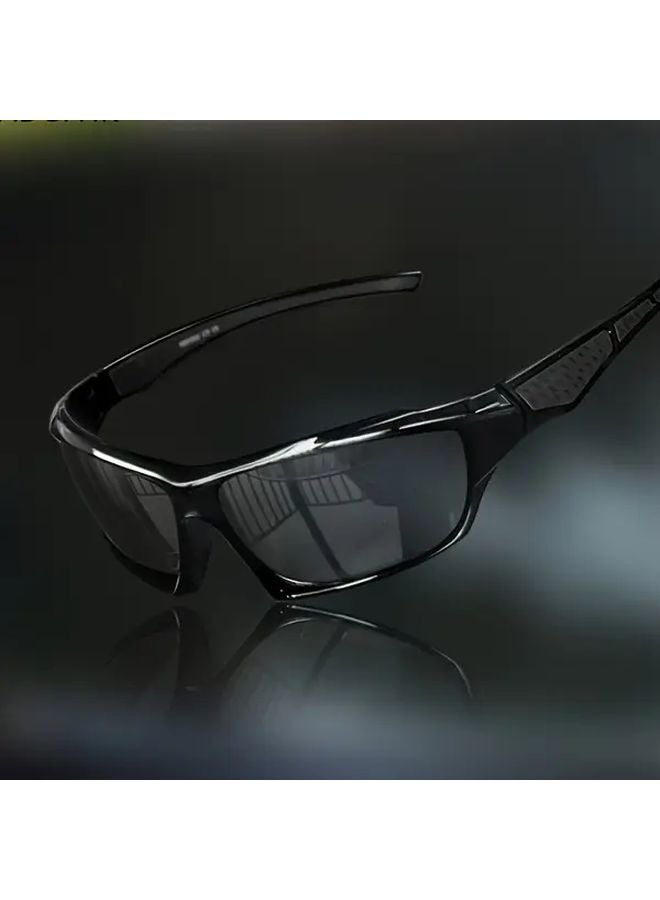 Black Sports Glasses For Men With Mirror Lenses TAC Lens PC Polymer Frame - Image 1