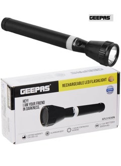 GEEPAS GEEPAS Rechargeable LED Flashlight - LED Torch with 2000 Meters Range, Portable Design & 4 Hours Working |Perfect for Camping Bicycle Hiking & Emergency 285mm Black/White GFL51031N  - Image 1