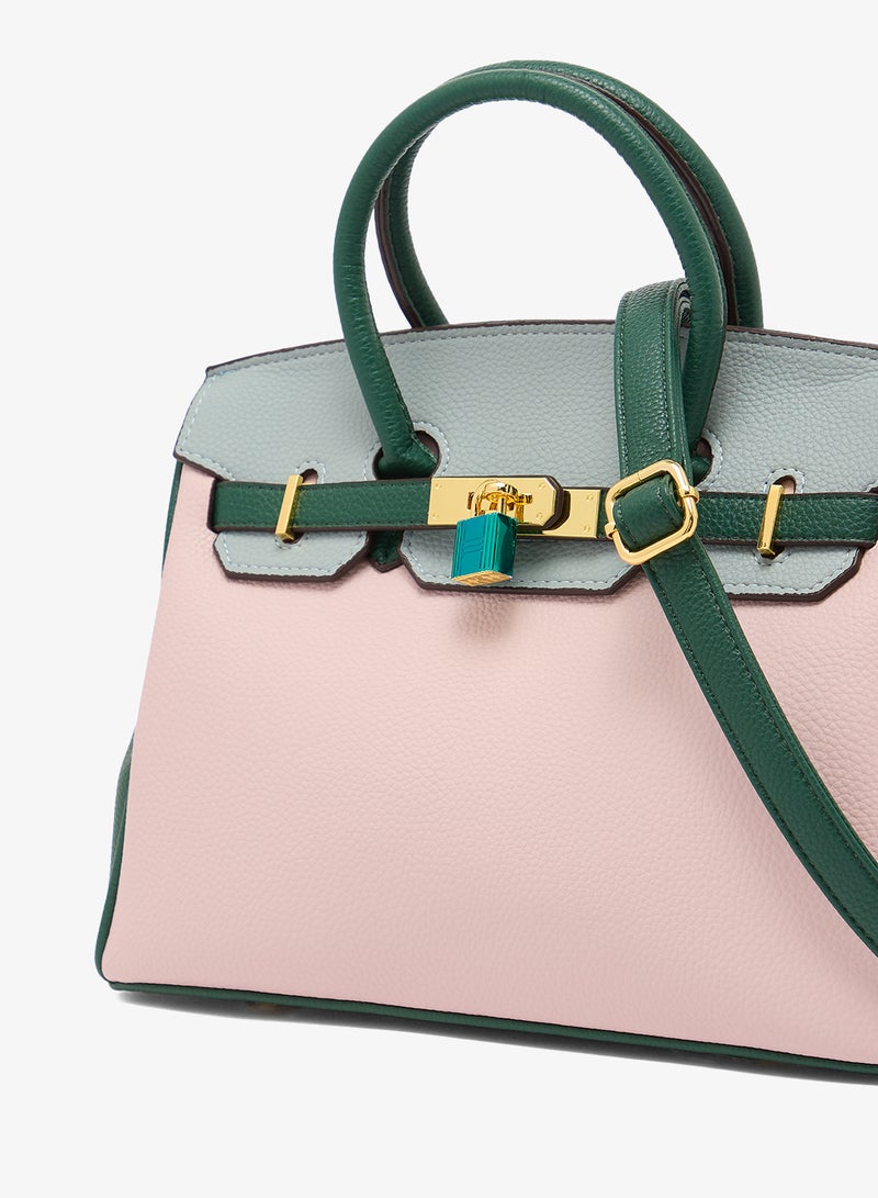 ELLA Large Color Block Satchel Bag Lightweight Durable Everyday Use Tote Handbag for Women Gift - Image 3