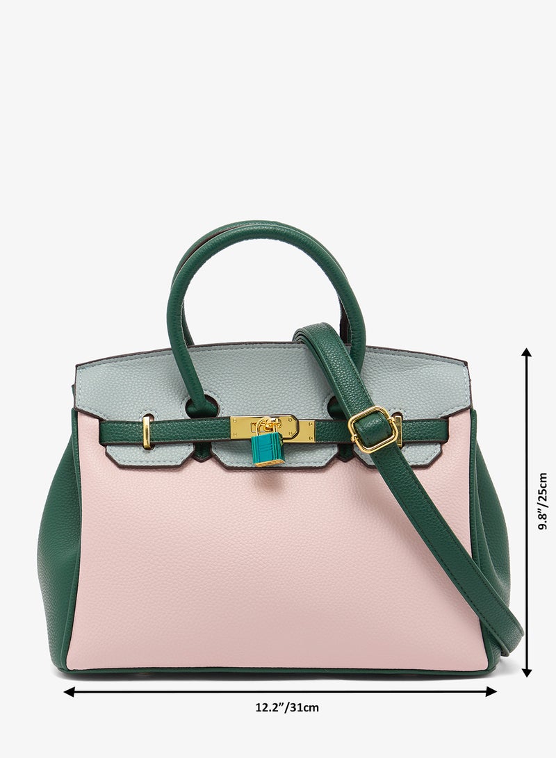ELLA Large Color Block Satchel Bag Lightweight Durable Everyday Use Tote Handbag for Women Gift - Image 5