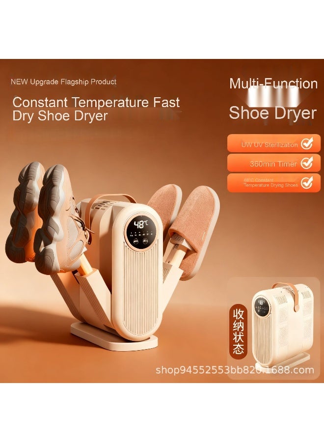Portable Foldable Shoe Dryer with Timed Fast Drying, Constant Temperature Dehumidification, Dual V-Shaped Shoe Freshener
