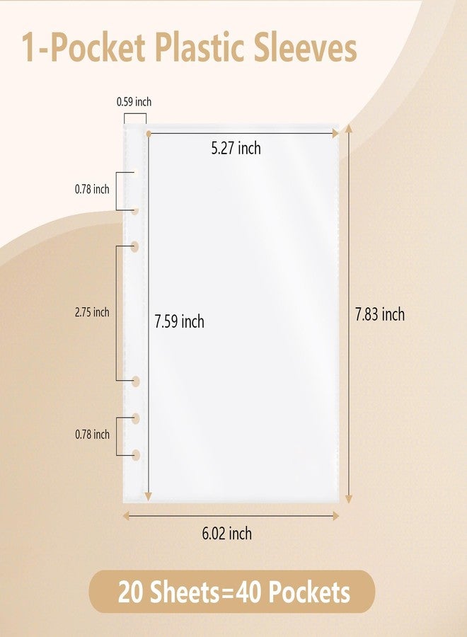 Dajino 20 Sheets Clear Binder Sleeves Pocket Sheets Protectors Double Sided Plastic Sleeves for Binder Refill, Photo Card Sticker Organizer Pocket Pages A5 Binder Inserts for 6 Ring Binder (1-Pocket) - Image 3