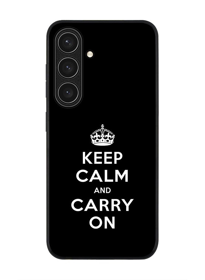 Stylizedd Rugged Black edge case for Samsung Galaxy S24 FE, Slim fit Soft Case Flexible Anti Drop TPU Gel Thin Cover -  Keep calm and carry on - Image 1