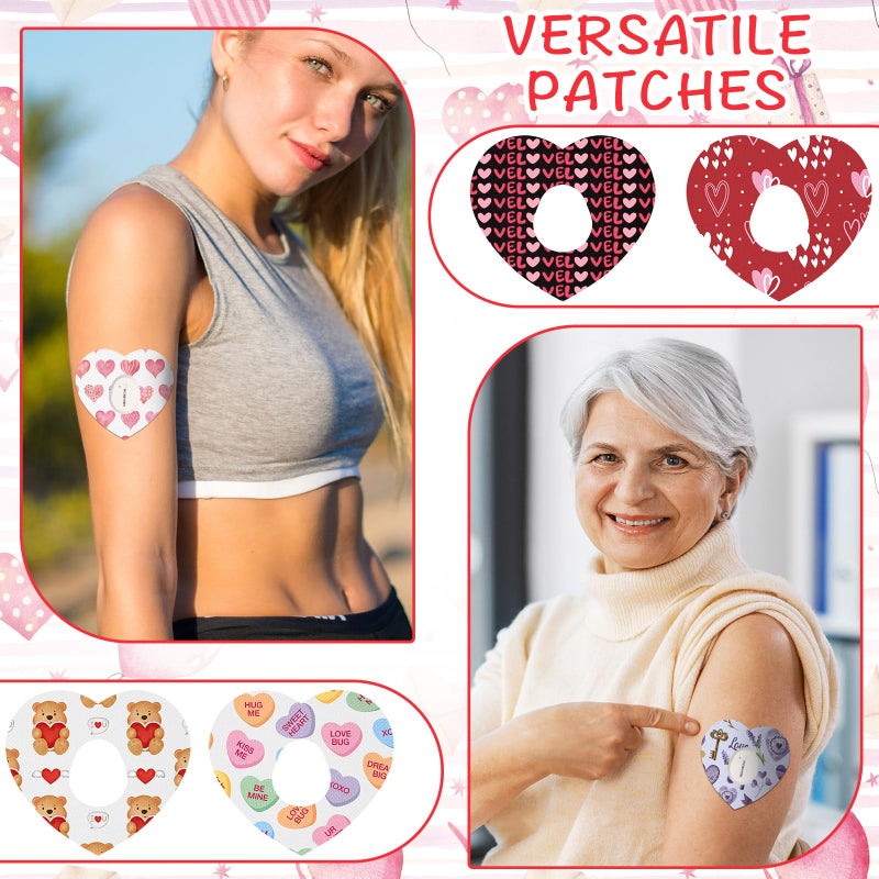 Geiserailie 32 Pack Adhesive Patches Compatible with Dexcom G7, CGM Patches, Heart Adhesive Tape Stickers, Sensor Covers Waterproof and Sweat Proof, Flexible and Breathable, Pre-Cut, Long-Lasting - Image 3