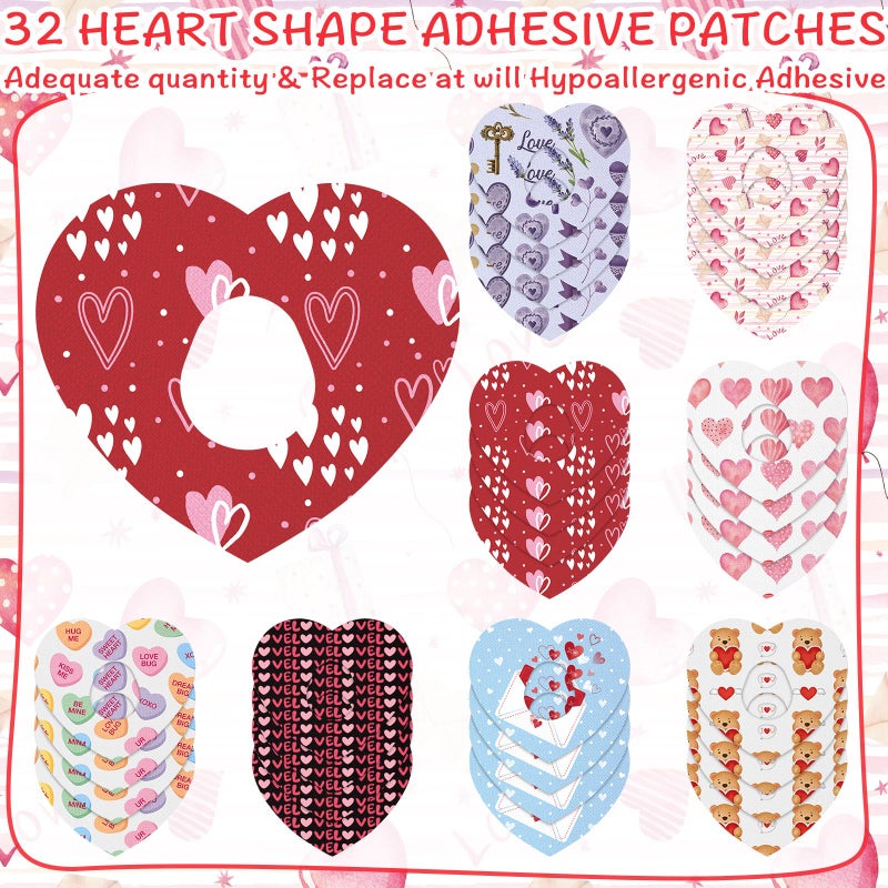 Geiserailie 32 Pack Adhesive Patches Compatible with Dexcom G7, CGM Patches, Heart Adhesive Tape Stickers, Sensor Covers Waterproof and Sweat Proof, Flexible and Breathable, Pre-Cut, Long-Lasting - Image 4