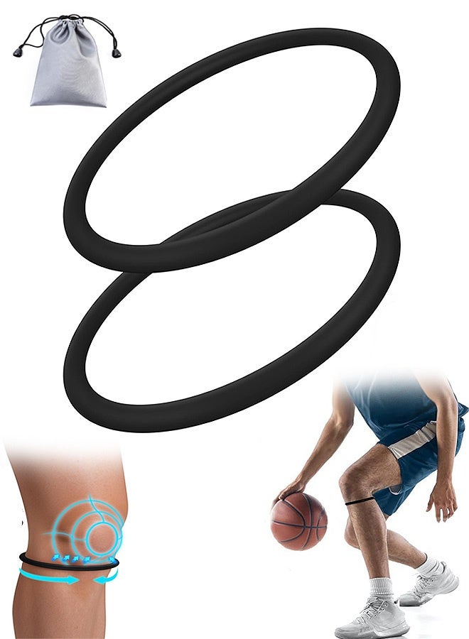 Gecomo 2 Pcs Silicone Knee Strap Patella Support, Knee Band for Patellar Tendon Pain Relief, Running Tendon Brace Support Strap (Black)  - Image 1