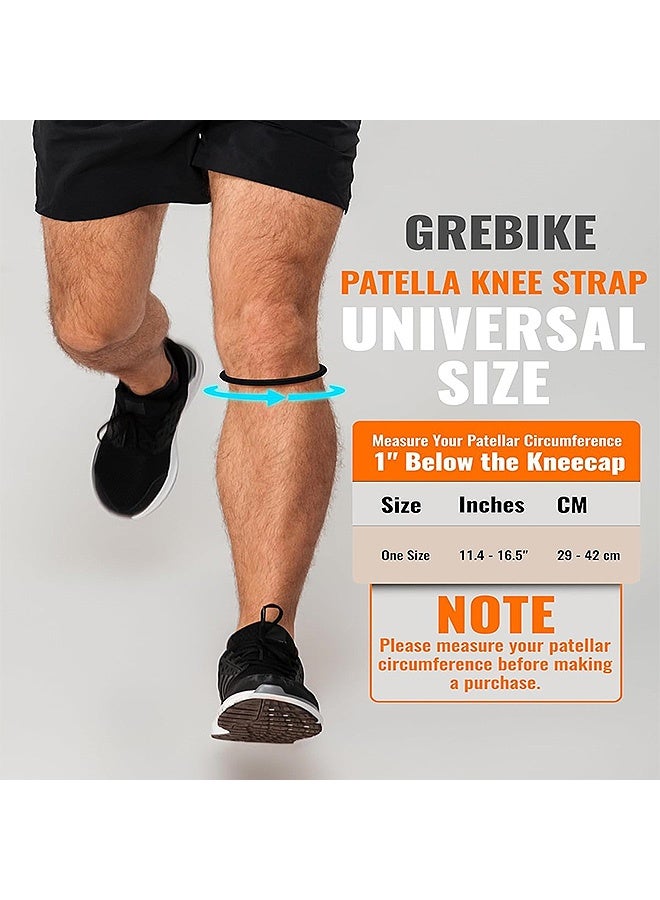 Gecomo 2 Pcs Silicone Knee Strap Patella Support, Knee Band for Patellar Tendon Pain Relief, Running Tendon Brace Support Strap (Black)  - Image 2
